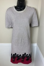 A.L.C. Striped Floral Knit Dress Short Sleeve Stretch sz L
