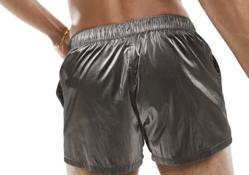 Asos Design Mens Swim Shorts In Silver Metallic SizeL Brand-new - Picture 7 of 8