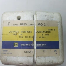SQUARE D CLASS 8910 MO-2 OPEN TYPE COIL 208-220 DEFINITE PURPOSE CONTACTOR