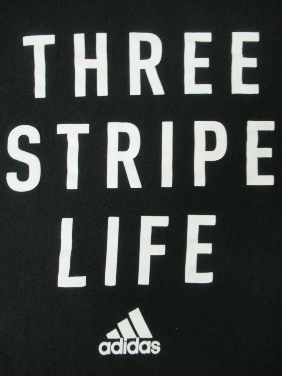 ADIDAS THREE STRIPE LIFE SMALL BLACK T SHIRT D535 eBay