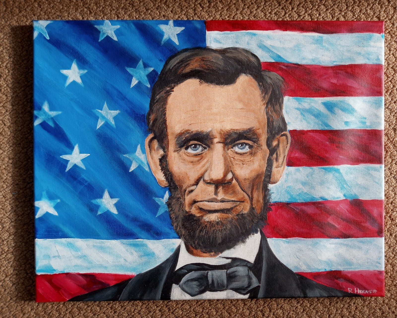 President Abraham Lincoln Original Portrait Painting Civil War Gettysburg #3