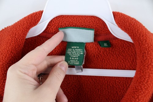 Vintage LL Bean Mens Size Medium Faded Spell Out Full Zip Fleece Jacket Orange - Picture 8 of 14