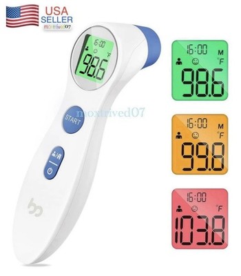 Infrared Digital Body Forehead Thermometer Contactless Color Fever Guide °F/°C