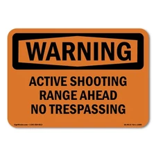 Active Shooting Range Ahead No Trespassing ANSI Warning Sign Metal Plastic Decal