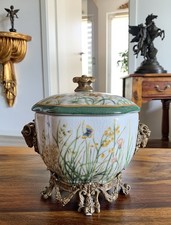 Porzellan Dose Widder Bronze Prunkgef&auml;&szlig; Deckeldose Schatulle Antik Urne Vase Neu