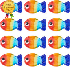 12Pcs Fish Beads Handmade Lampwork Glass Beads Colorful Print Fish Loose Spacer