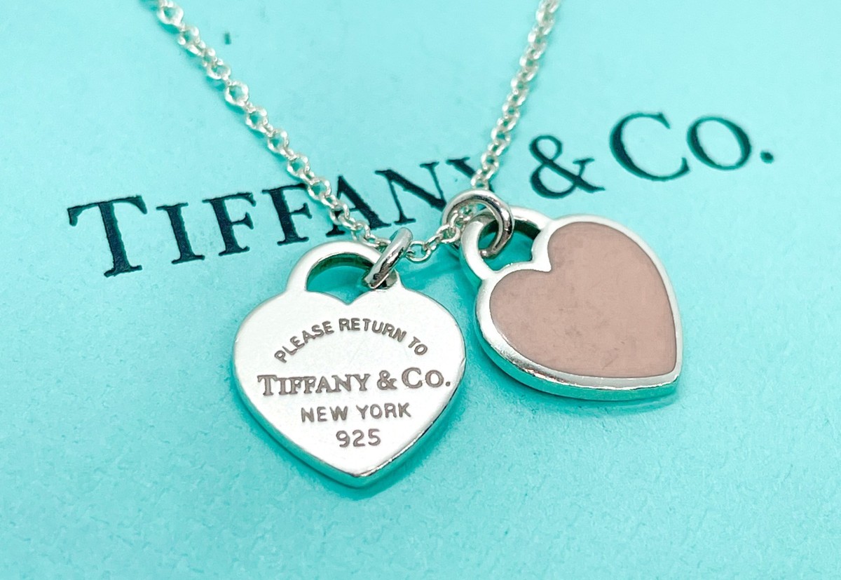 Tiffany & Co. Return to Tiffany Pink Enamel Double Heart Necklace