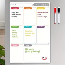 A4 Magnetic Weekly Planner for Fridge, Dry Wipe Fridge Whiteboard for Daily Rout