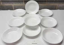 10 Corelle Enhancements 20 oz White Swirl Pasta Bowls 8.5" USA Gently Used Lot