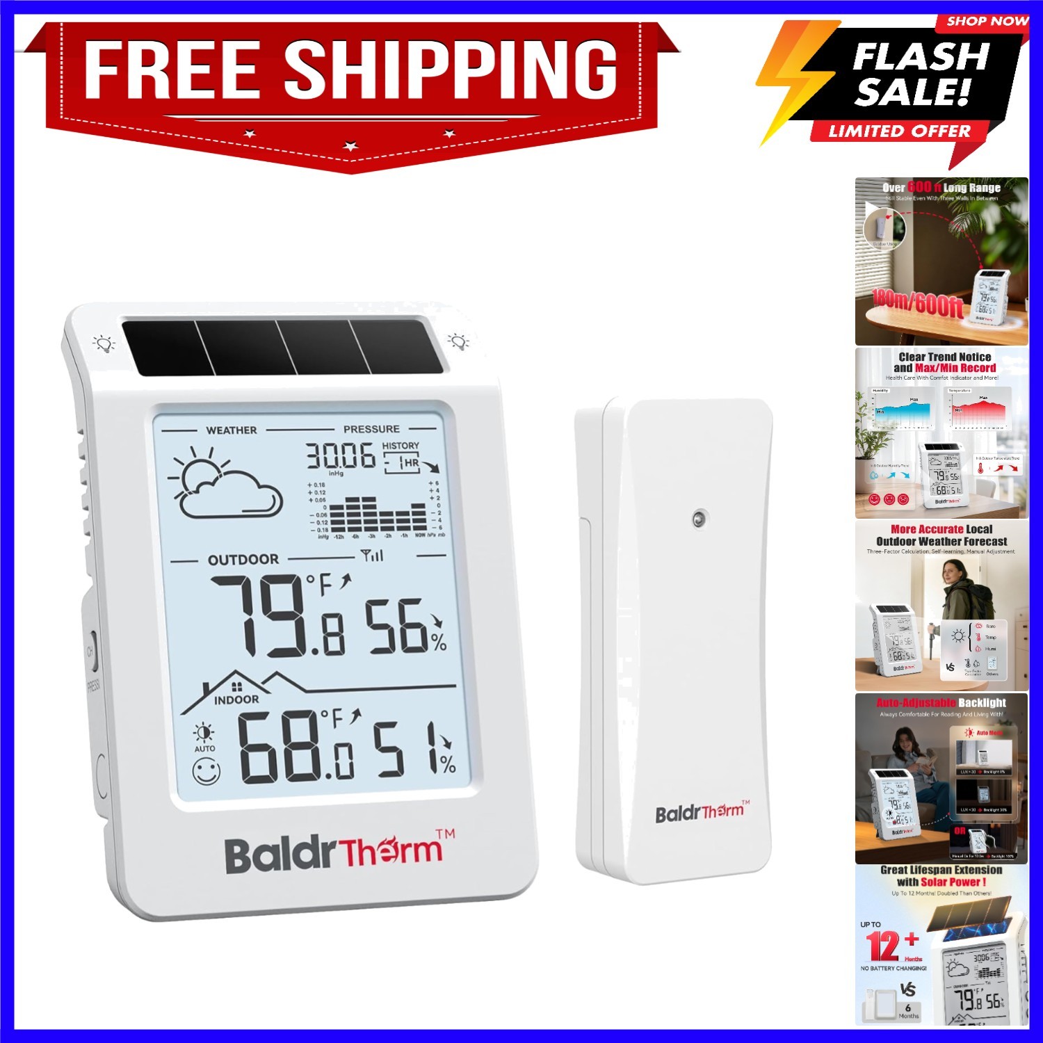 Wireless Weather Station, Dual-Zone Indoor & Outdoor/Childro