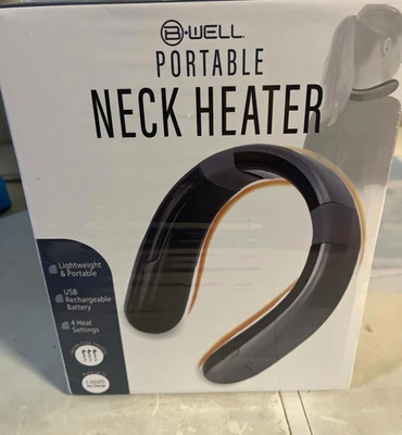 B-WELL Portable Hands-Free Neck Heater USB Rechargeable, 4 Heat Settings, Black