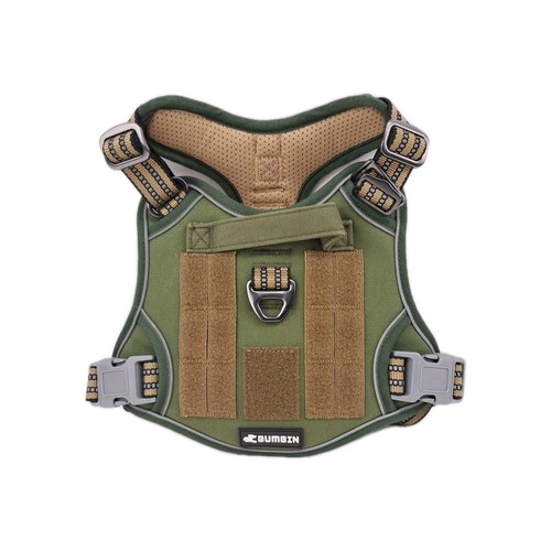 Bumbin Tactical Dog Harness MOLLE No Pull Training Vest Handle Adjustable Medium