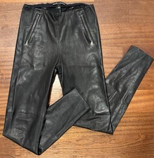 Ralph Lauren Black Label Lamb Leather Pants Leggings Pockets Stretch Size 6 USA