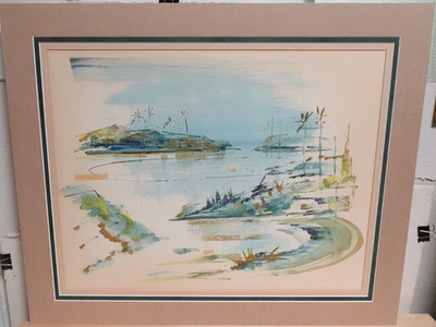 ALFRED BIRDSEY ORIGINAL WATERCOLOR BERMUDA INLET SCENE SEASCAPE PAINTING #4