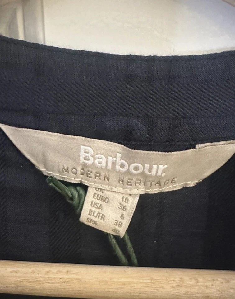 Barbour Fearne Check Ruffle Shirt - Cotton - Navy - Size M- UK 12-14 - Image 2 of 4