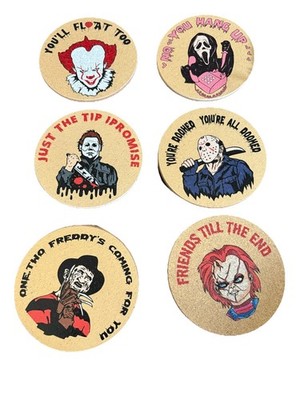 Horror Movie Character Cork Coasters Set of 6