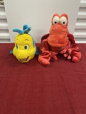 Disney Store 15  Sebastian  10  Flounder Plush from the Little Mermaid