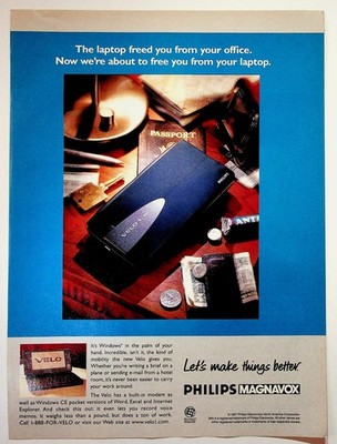 Philips Magnavox Velo 1 Print Advertisement 8x11 Windows CE 1997