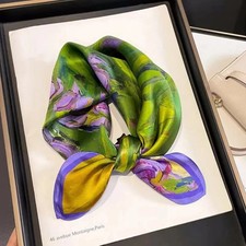 Women 100 Real Silk Scarf Square Small Neck Headband Printed Hair Wrap 53cm