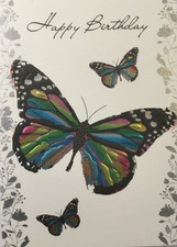 Notes & Queries- Birthday- Butterflies- Embossed Foil- United Kingdom
