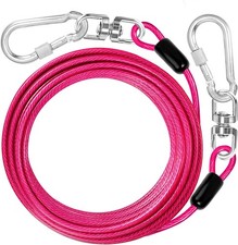 jenico Dog Tie Out Cable: 15 ft Lead for Yard - Heavy Duty 15FT, Pink