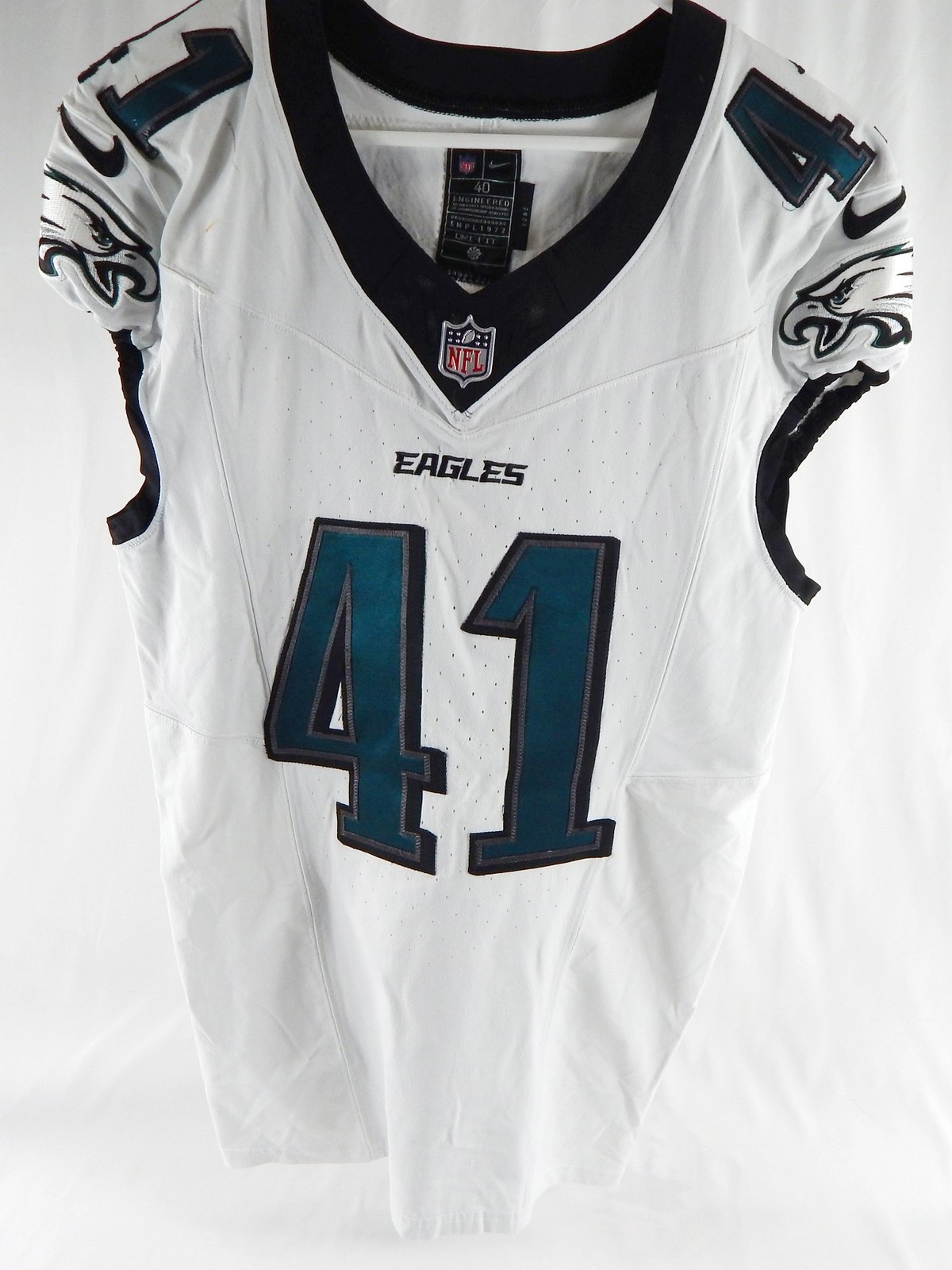 2023 Philadelphia Eagles Lance Dixon #41 Game Used White Jersey 40 DP111964