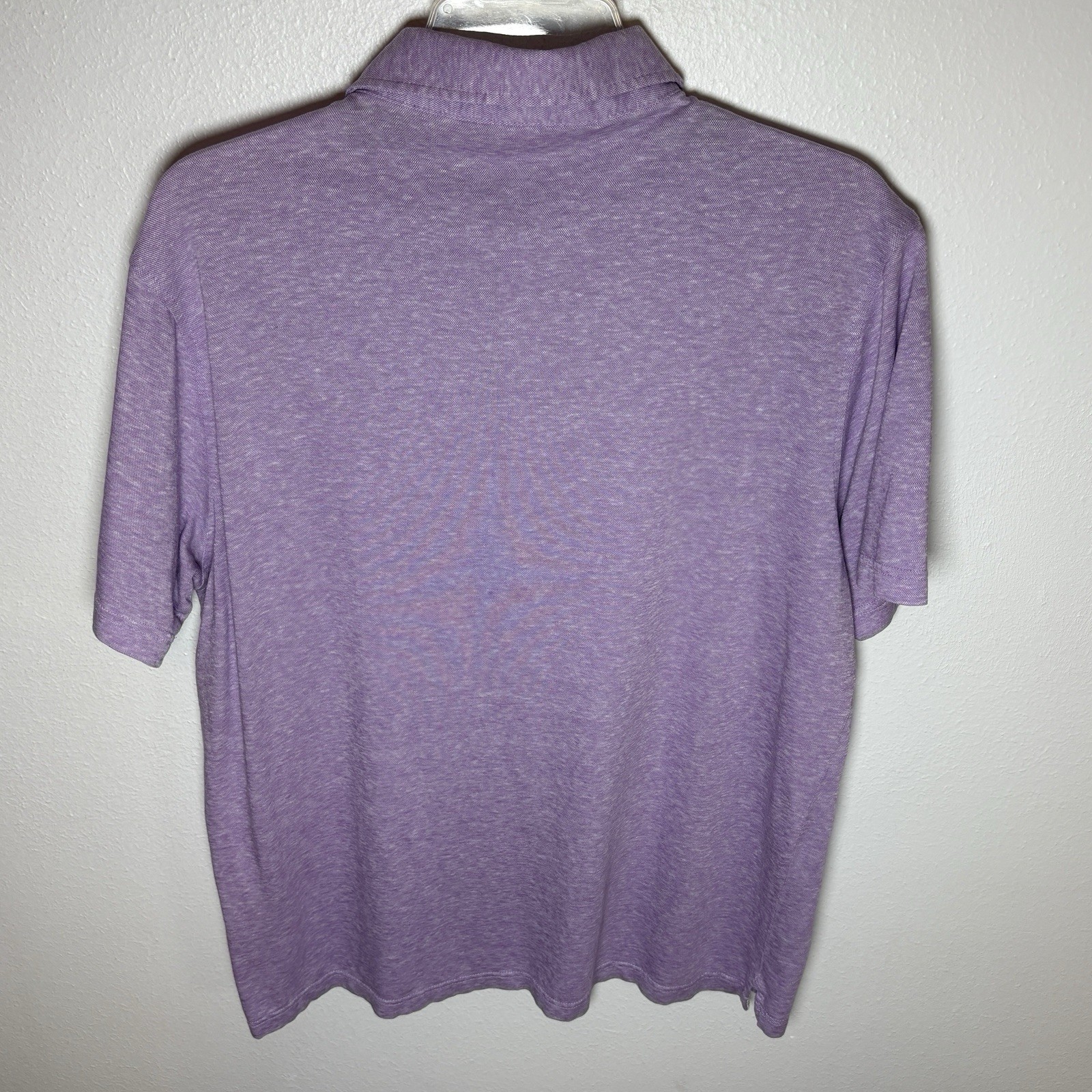 Peter Millar Polo Golf Shirt Cotton Linen Blend Men’s Large L Heathered Purple image 9
