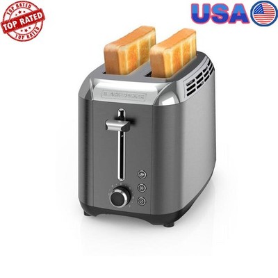2 Slice Toaster Rapid Toast Removable Tray Extra-Wide Slots Kitchen Essential US