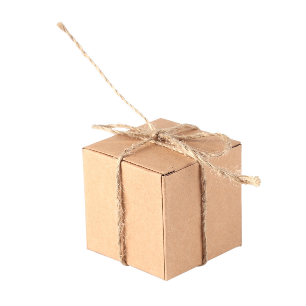 50PCS Brown Kraft Paper Square Wedding Favor Candy Chocolate Gift Party H5.
