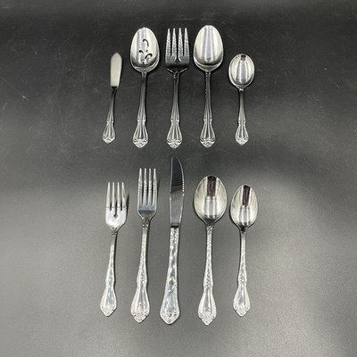 47 Piece Oneida ARBOR ROSE TRUE ROSE Stainless Flatware Knife Fork Spoon Vintage