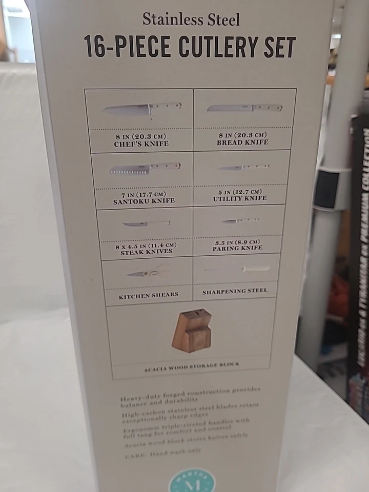 Juego de bloques de cuchillos de cocina cubiertos de acero inoxidable de alto carbono Lockton de 16 piezas  Foto 4 de 4