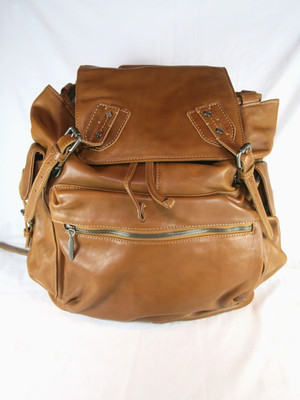 Old Trend Modern Vintage Bryant Brown Leather Backpack Cotton Lining Drawstring