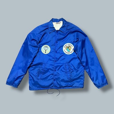 Vtg Air Force Jacket 80s Windbreaker Snap Button USAF AFTAC Blue Nylon Medium