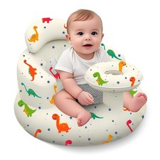 Inflatable Baby Seat with Tray - Blow Up Infant Chair for Babies 3 Months , Dino