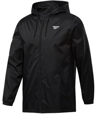 Reebok Mens Classic Vetor Windbreaker Jacket, Black, Medium
