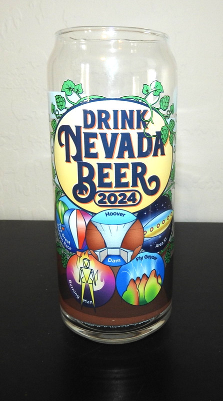 Colorful Nevada Craft Beer Glass 2024 Nevada Sites Dam, Area 51, Burning Man etc