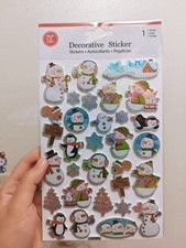 Christmas Snowman Holographic Glitter Decorative Stickers, Winter Penguin Squirr