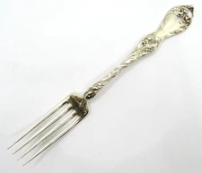 STERLING SILVER REED & BARTON LES CINQ FLEURS 7-1/8'' FORK FLATWARE MONOGRAMMED