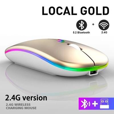 Wireless mouse Bluetooth & radio Silent Click LED Rechargeable