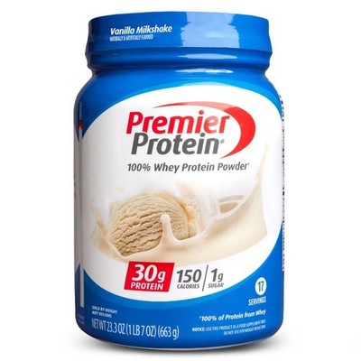 Premier Protein 100% Whey Protein Powder, Vanilla Milkshake, 23.3 oz, 1.7 lb