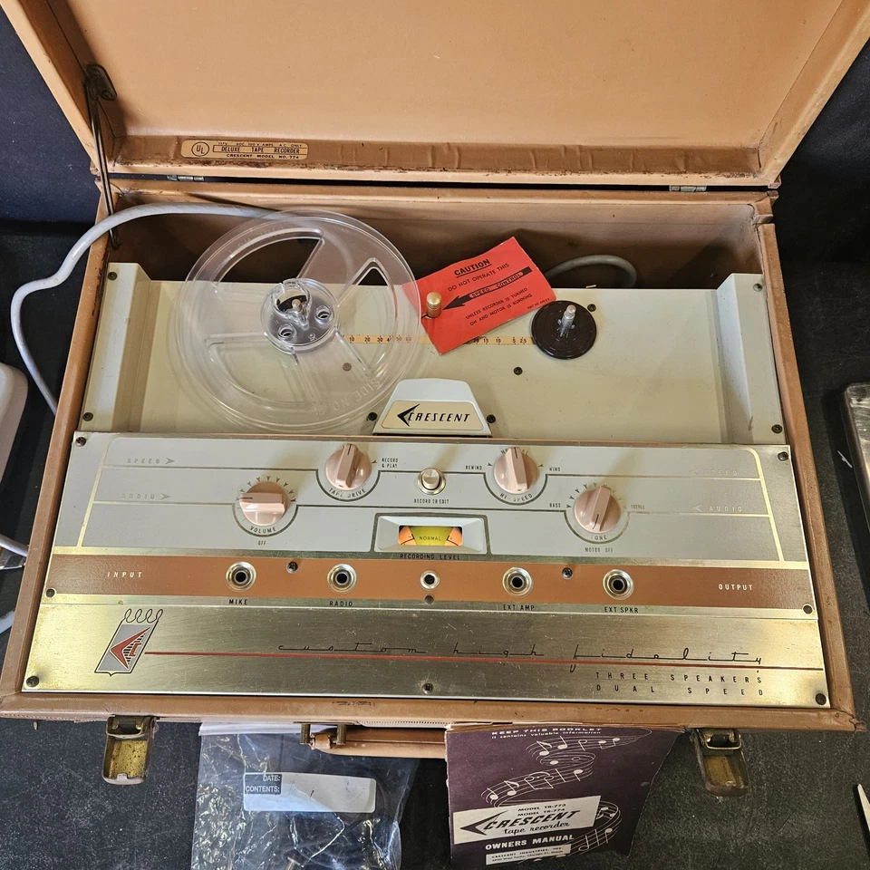 1950 年代 CRESCENT 774 REEL TO REEL 音频磁带录音机播放器 — 第 3/4 张图片
