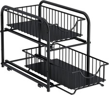 Pull-out Cabinet Organizer Stackable 2-tier Under Sink Rack W/ Sliding Storage