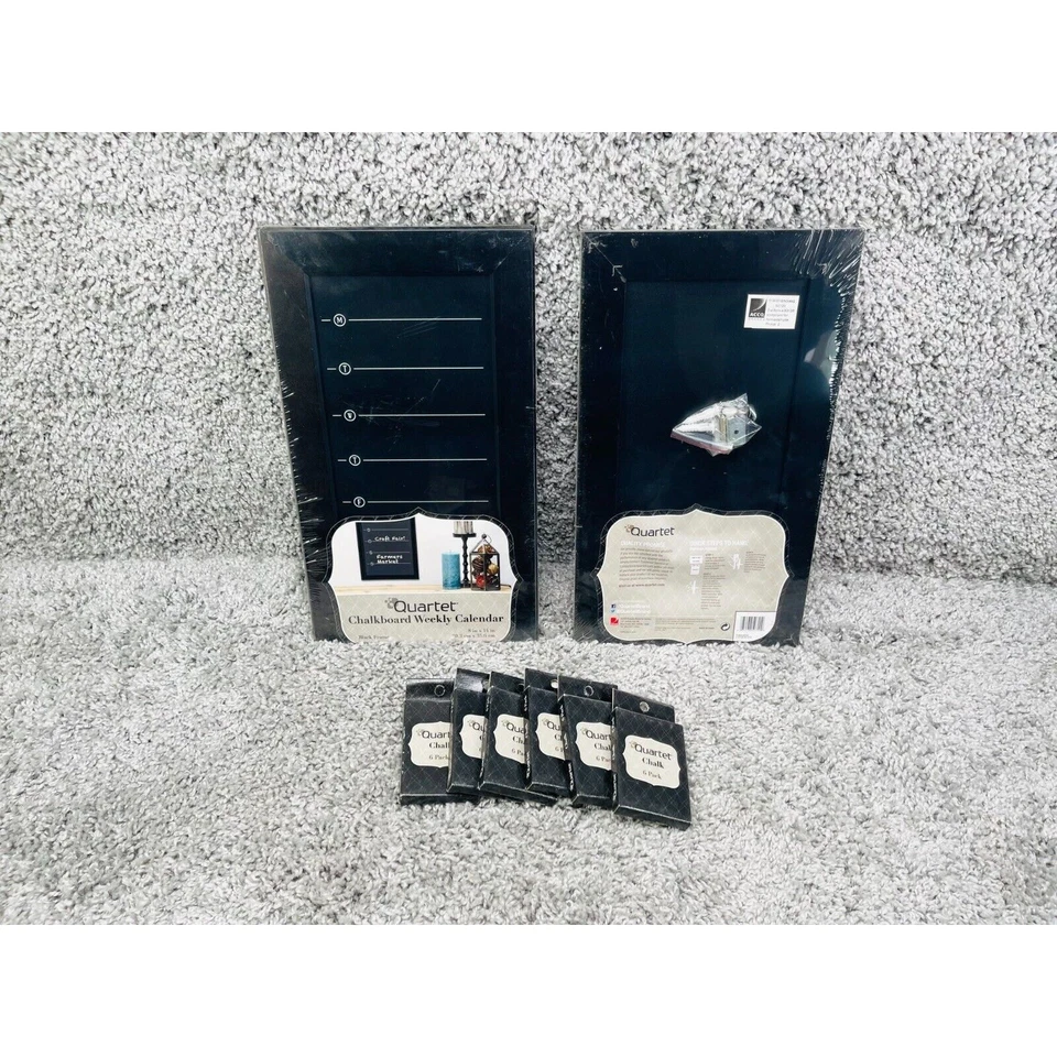 Quartet Set Of 2 Weekly Calendar Chalkboard 8"x14" Black Frame & Set Of 6 Chalk - Image 2 of 4
