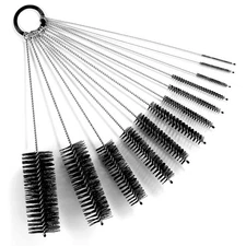 MOSOLAN Black Nylon Cleaning Brush Set, 12-Piece, Suitable for Bottle, Teapot...