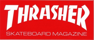 Thrasher Magazine Skateboard Sticker Weiß Rot 15x6cm Rechteckig