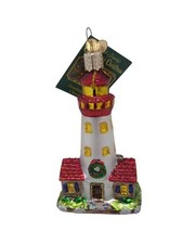 OWC Old World Christmas Ornament Blown Glass Lighthouse Merck Family 2001 VTG
