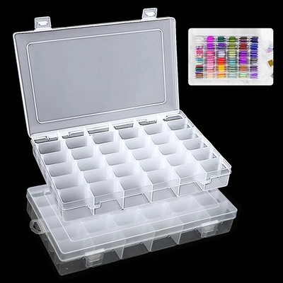 DONQL 2 Stück 36 Gitter Schmuck Aufbewahrungsboxen, kleine Kunststoff Organizer Box, Clea...