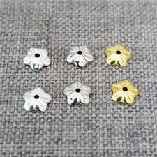 25 Sterling Silver Flower Bead Cap Gold Plated Bracelet Spacer 4mm