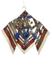 HERMES  LE SONGE LA LICORNE Scarf Silk WHT All over pattern Mens