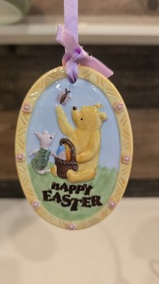 Disney Classic Pooh Piglet Eeyore Tigger Porcelain Happy Easter Egg Ornament